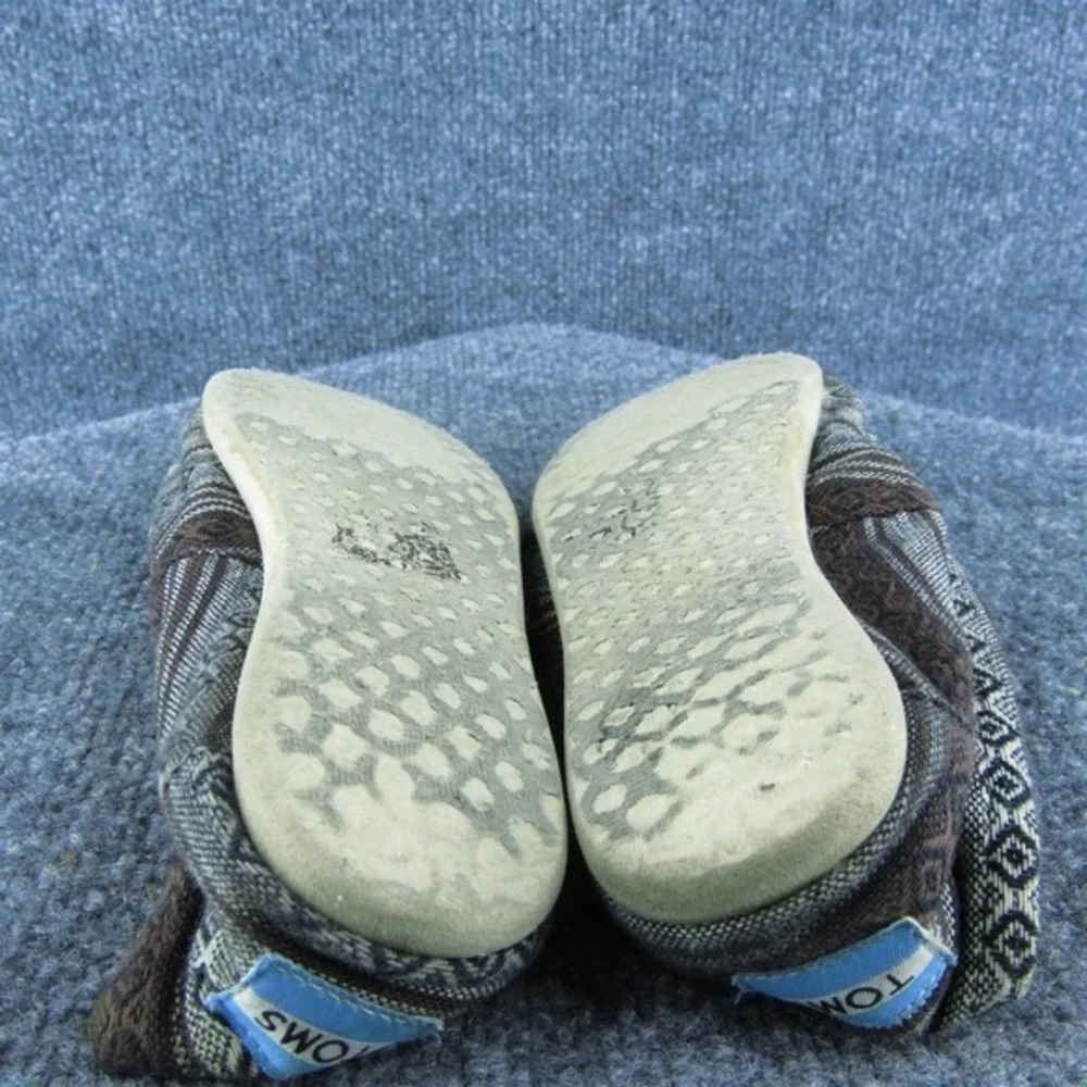TOMS Alpargata‎ Women Gender Flat Shoes Size 6 Casual Brown Fabric Geometric